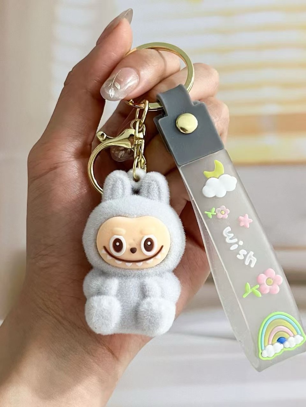 New Cute Sky Gray Laboo Bunny Keychain
